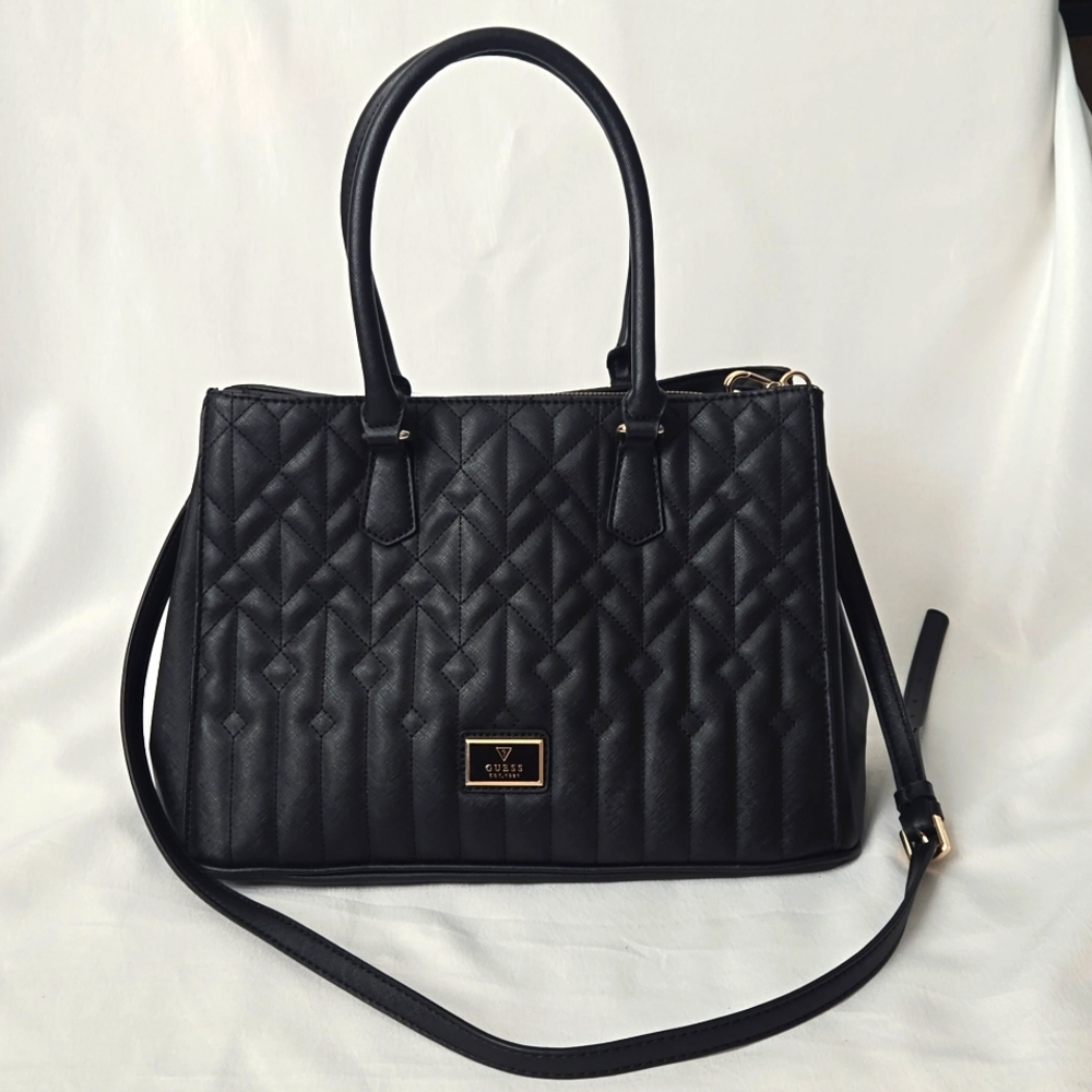 Guess black quilted shoulder bag/ handbag